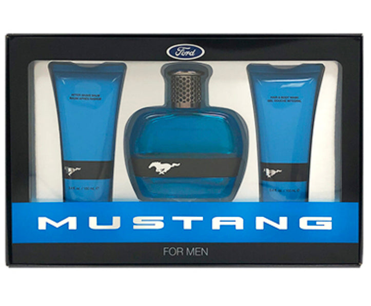 MUSTANG FOR MEN BLUE  Eau De Toilette Spray 3.4oz/After Shave Balm + Body Wash 3.4oz