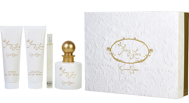 FANCY LOVE Eau De Parfum Spray 3.4oz/Body Lotion 3oz/Shower Gel 3oz/0.34oz Mini