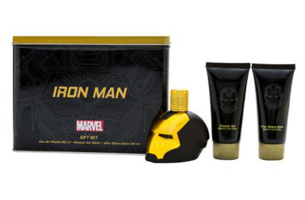 IRON MAN BLACK TIN  Eau De Toilette Spray 3.4oz/Shower Gel+After Shave Balm 3.4oz